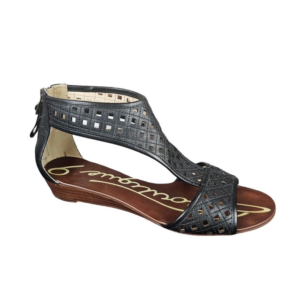 Boutique 9 Gladiator Sandals - Laser Cut Black Leather